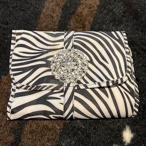 Zebra print rhinestone toiletry bag